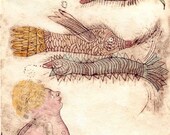 FLYING FISH dreams, Children decor, Nursery Decor, Art Print.