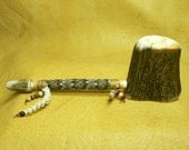 Hand Made Deer Antler Pipe / Rattlesnake Skin / Vertebra / Turquoise / Bone
