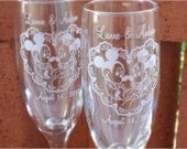 Mickey and Minnie Wedding- Engraved Wedding Glass Toasting Flutes