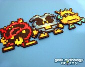 Set of 3 Dr. Mario Viruses - Yellow, Blue, and Red Perler Bead Sprite Collectibles