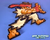 Ryu Street Fighter Pocket Fighter Perler Bead Sprite - Hadoken Pose