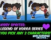 YOU CHOSE ANY 2 - Kissy Bead Sprites - The Legend of Korra Perler Bead Decoration with stands