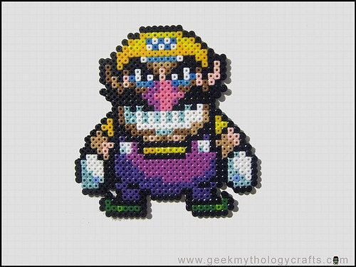 Nintendo Wario Perler Bead Sprite Retro Pixel Art Decoration