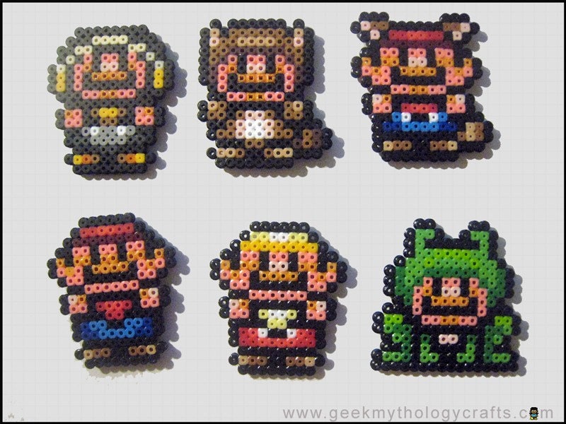 Set of 6 Super Mario Bros 3 Bead Sprite Magnets