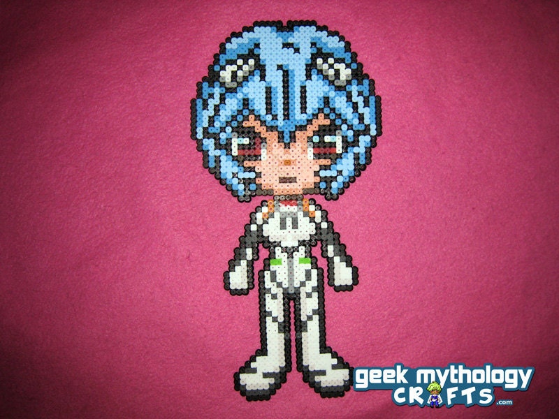 Neon Genesis Evangelion Rei Ayanami Chibishou Perler Bead Sprite