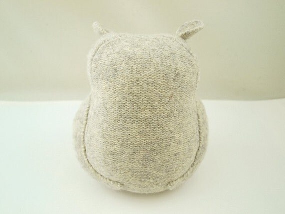 Upcycled Felted Wool Grey Sleepy Owl