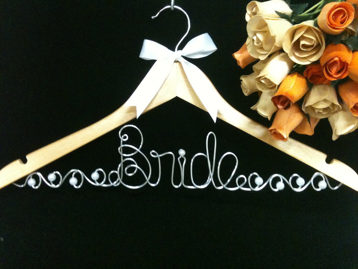 Bride Hanger with Jumbo Letters  Wedding Dress Photo opportunity with Swirls and Pearls