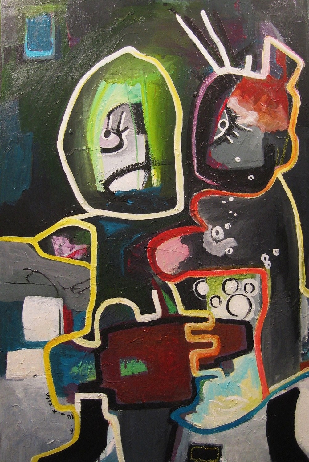 lovers abstract art painting large canvas abstract couple painting art figurative love painting huge canvas art original painting sjkim