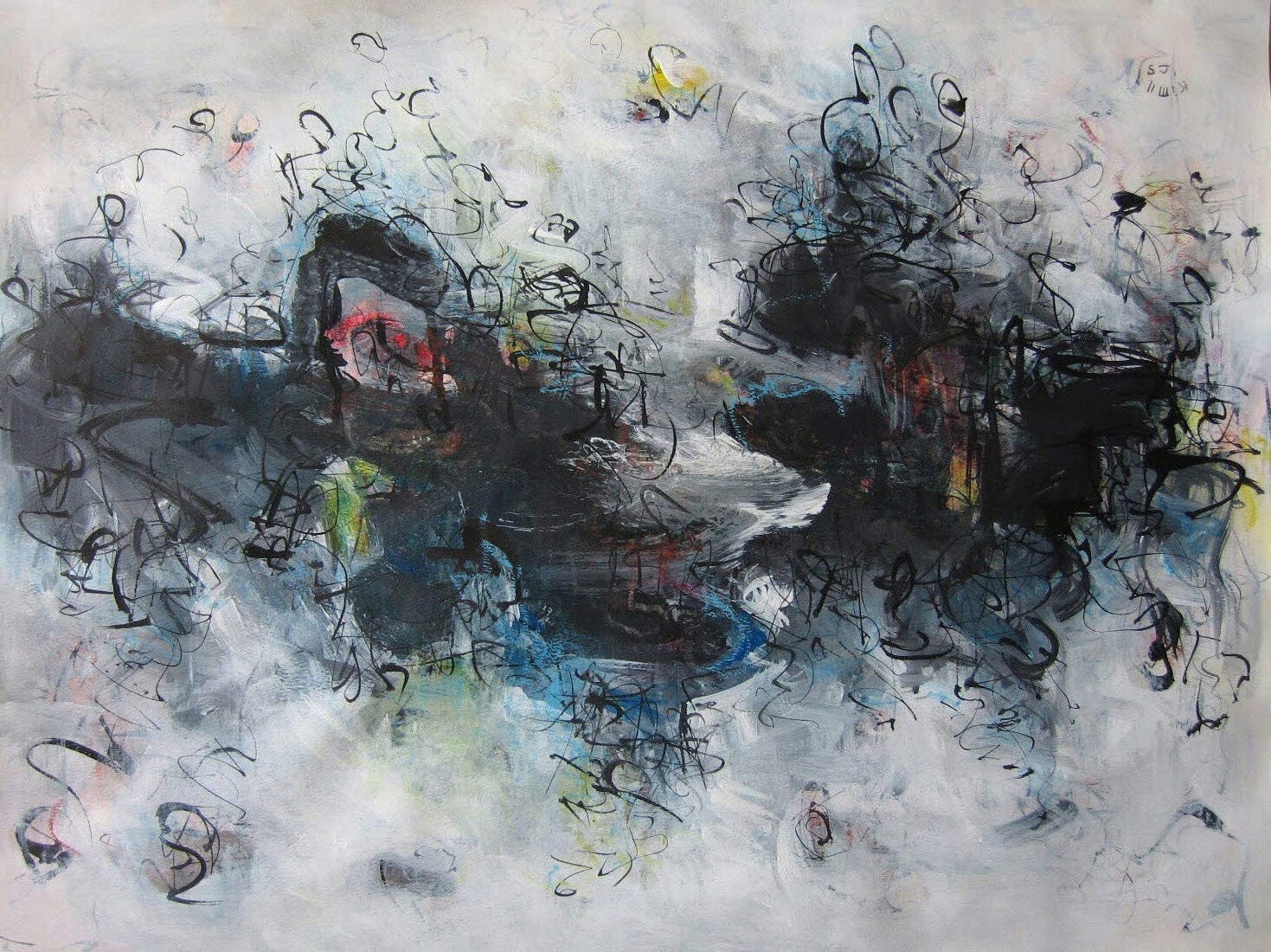 Pineland Abstract Painting Original Art grey blue black seasape painting landscape art contemporary modern seascape water art sj.kim