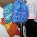 Navy Blue Furry Knitted Scrap Hat - Eco Conscious fuzzy beanie in purple, blue, and green