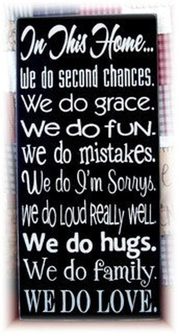 In this home ... Family Rules Typography wood sign subway art