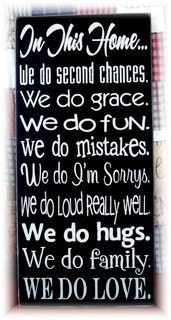 In this home ... Family Rules Typography wood sign subway art