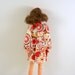 RESERVED LISTING Barbie Dress For Vintage Repro 60s Mod Fashion Flared Sleeves Mini Red Pink Floral