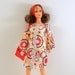RESERVED LISTING Barbie Dress For Vintage Repro 60s Mod Fashion Flared Sleeves Mini Red Pink Floral