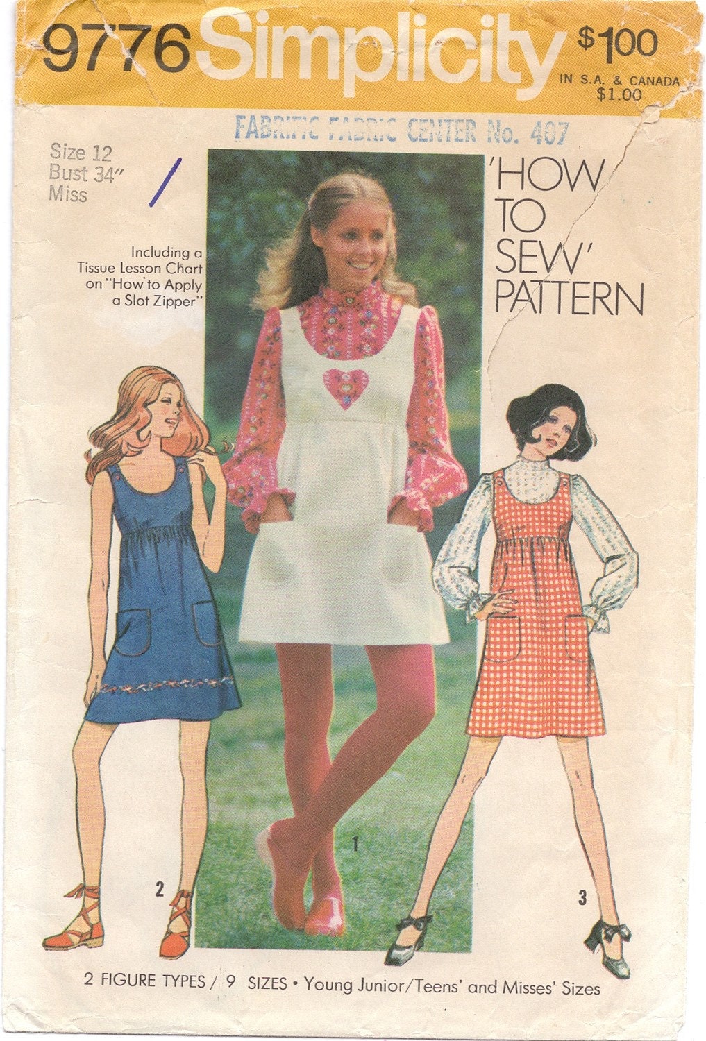 Vintage Sewing Pattern Jumper or Dress and Blouse Simplicity 9776