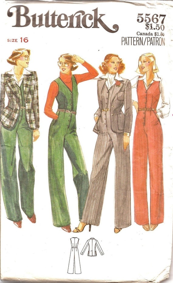 Vintage Misses Jumpsuit and Jacket Sewing Pattern Butterick 5567