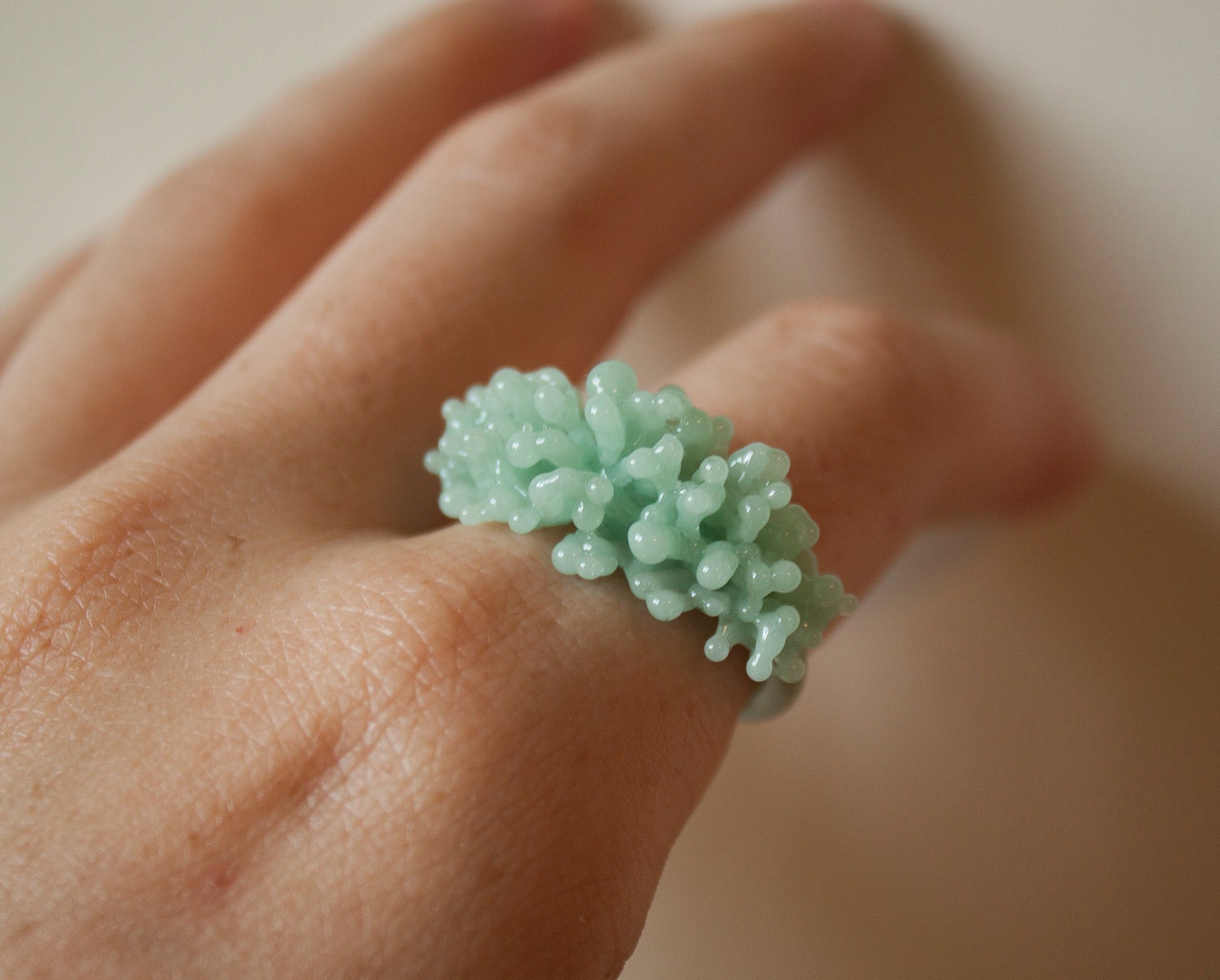 SALE - Glass Cluster Ring - Mint