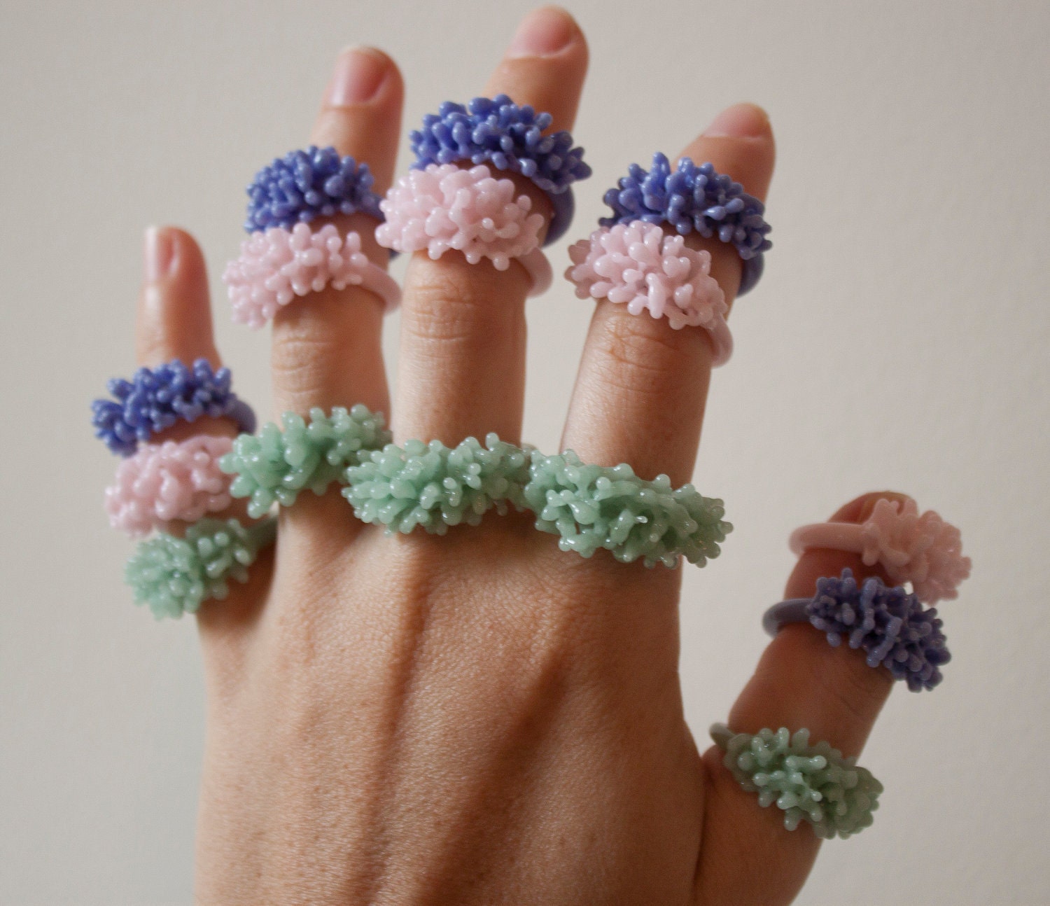 SALE - Glass Cluster Ring - Mint