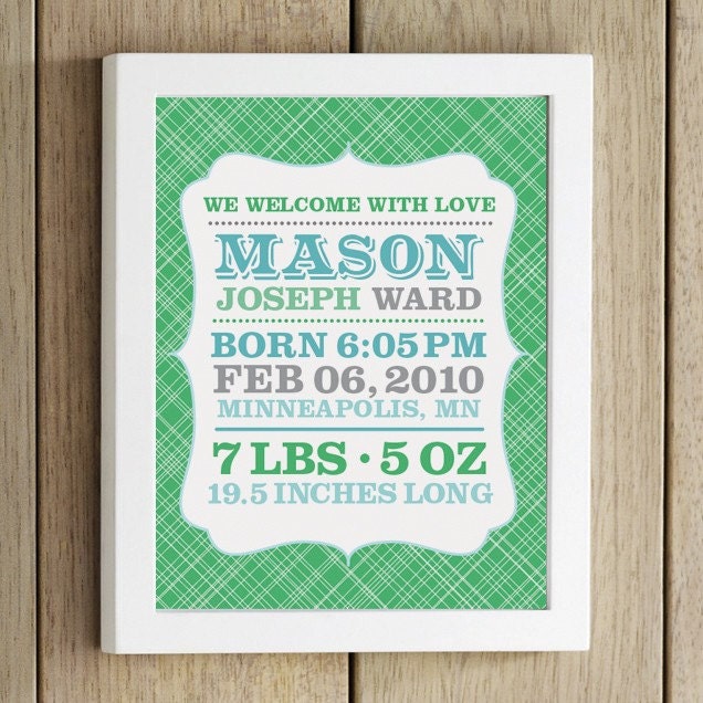 custom birth announcement print