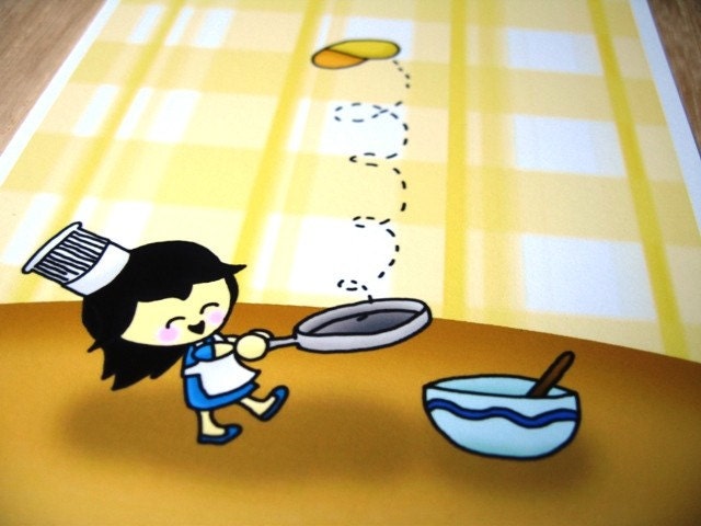 Flipping Pancakes 5 x 7 Art Print