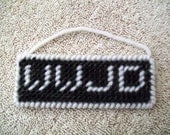 WWJD Hanging Mini-Sign, Plastic Canvas, Black