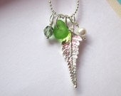Hawaiian Palapalai Fern Beach Glass Necklace