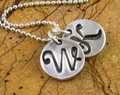 Personalized Initial Necklace Silver Mother's Necklace Custom Silver Monogram Necklace Hand Stamped Eco Friendly Fine Silver PMC Jewelry