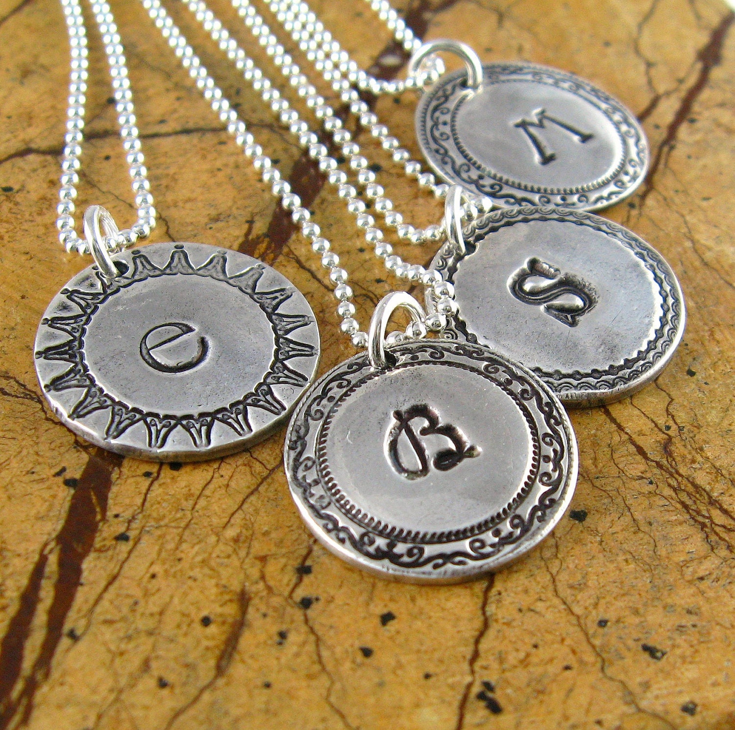 Personalized Silver Monogram Necklace Under 50 Initial Necklace Silver Mothers Necklace Personalized Monogram Necklace PMC Jewelry