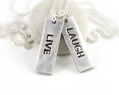 Custom Inspirational Jewelry Personalized Silver Necklace Graduation 2013 Inspirational Sayings Silver Rectangle Charms
