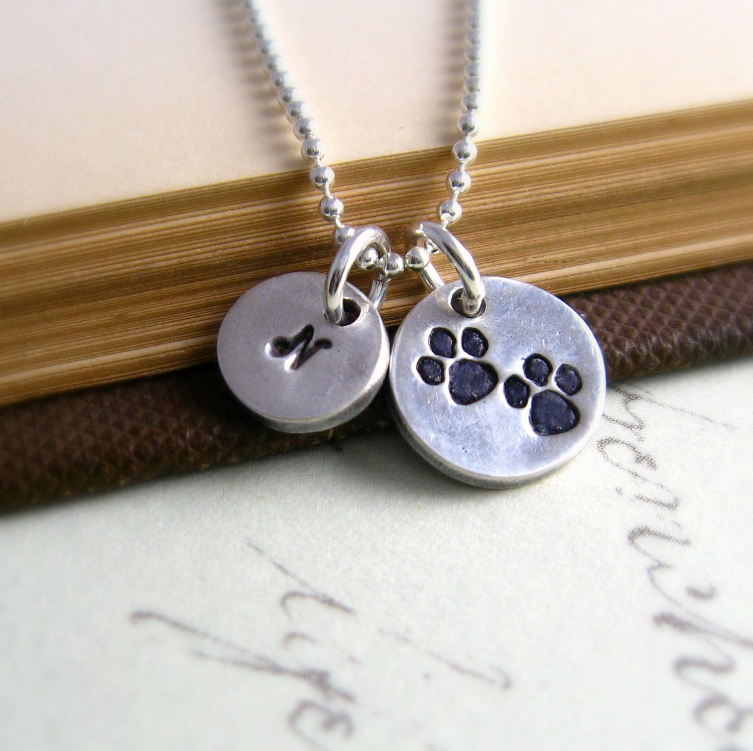 Dog Paw Necklace Silver Personalized Initial Necklace For Dog Owner Pet Lover Necklace Sterling Silver Dog Charms Puppy Love
