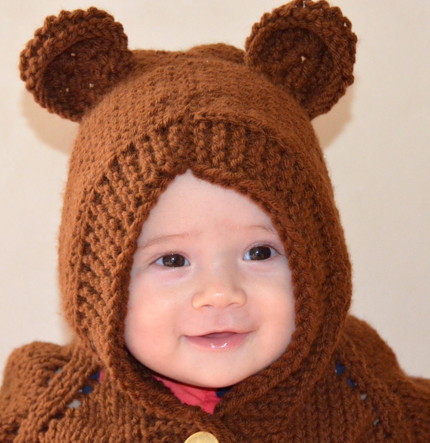Teddy Bear Jacket Cardigan Hooded Cute Knitted Photo Prop Coffee Brown Custom Handmade Ears Hoodie Newborn Infant All Sizes Made To Order