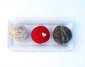 Felted Pebbles, rocks stones wool felt home decor natural colorful beach cottage paperweight dude hostess gift urban chic unique 3