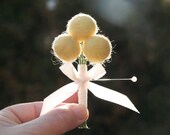 Wedding Boutonniere Craspedia, buttonhole lapel pin groom groomsman groomsmen bestman corsage unique Yellow Billy Button Ball dried flower