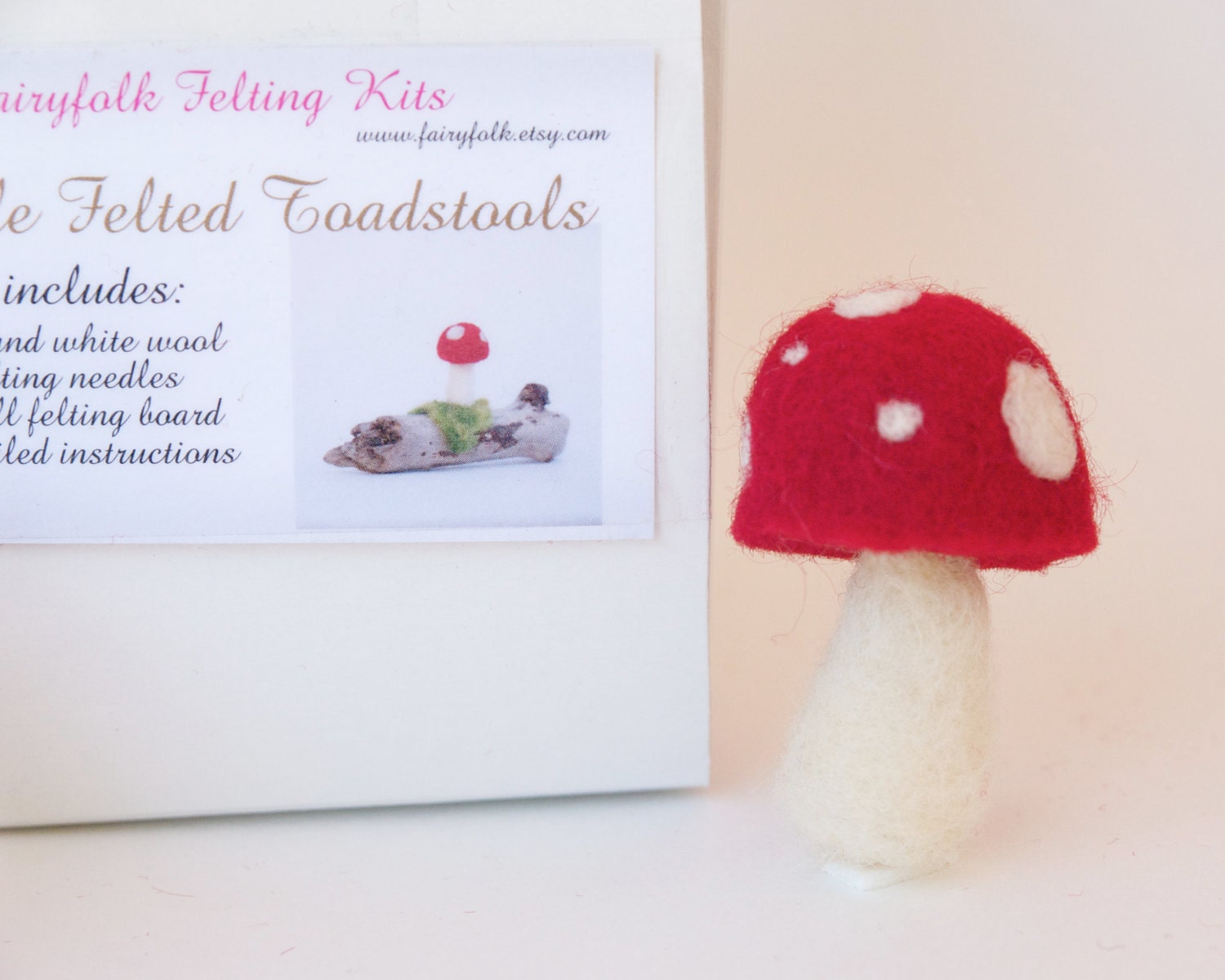 Felting Kit, Toadstools Needle felted mushroom wool felt diy do it yourself waldorf handmade woodland tutorial home decor decorating