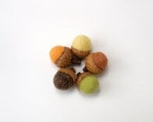Nature Lover Acorns, 10 wool felt handmade felted Autumn Fall home decor decoration colorful Thanksgiving hostess gift eco friendly woodland