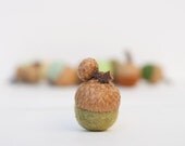 Natural Acorns Felted Needle, 10 Handmade wool Woodland Waldorf Colorful home decor Fall Nature Inspired soft rustic wedding favor