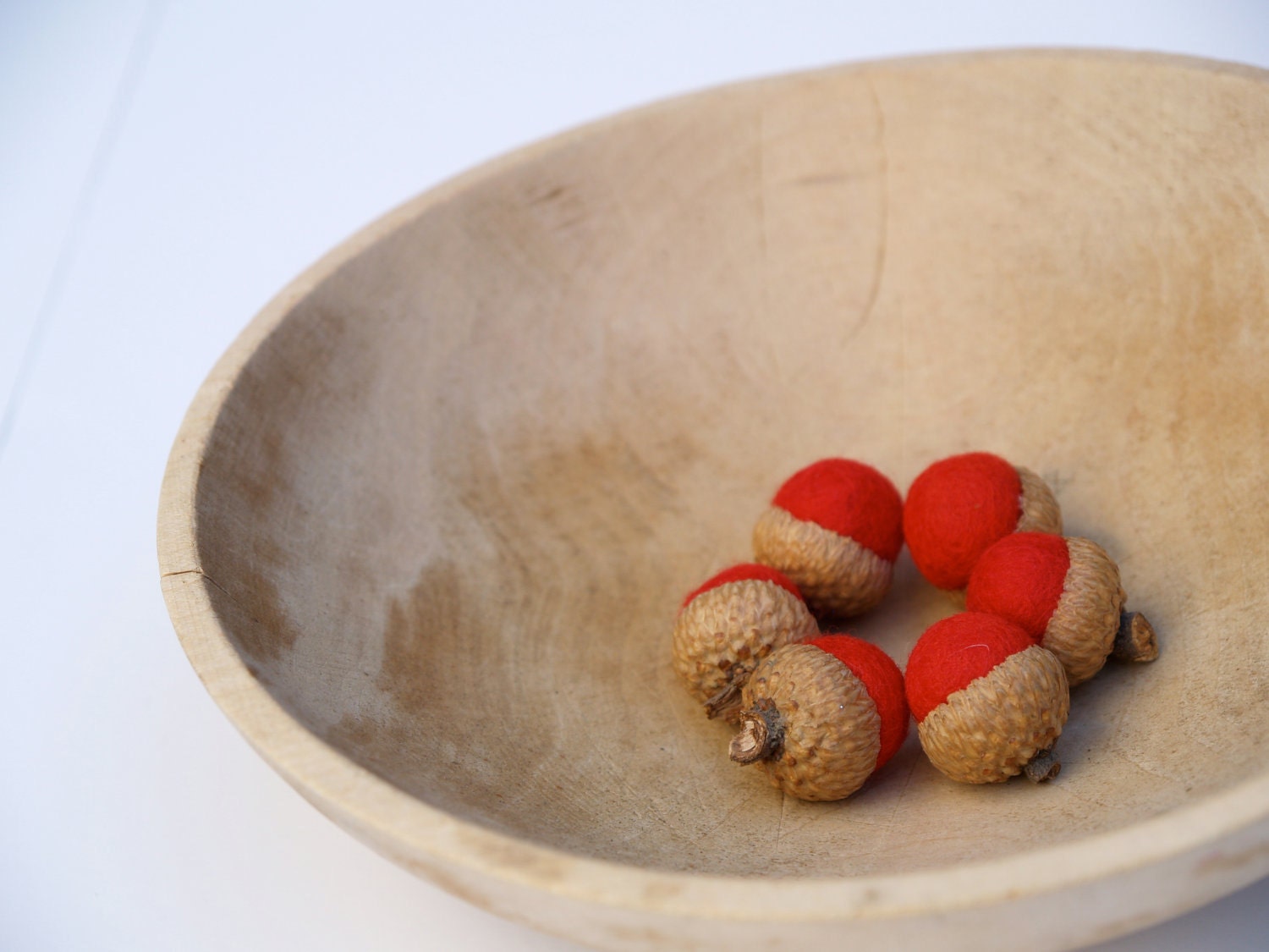 Red Felt Acorns, Needle Felted Christmas Gifts, Rustic Woodland Home Decor, Nature Inspired, Natural, Eco Friendly - 6