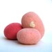 Felted Rocks, colorful handmade all natural wool felt home decor love heart housewares shabby chic stone pebble hostess gift fuschia pink 6