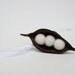 White Christmas Ornaments 3 Snow Peas in a Pod Felt Decorations Winter natural needle nature inspired handmade eco friendly Home Decor