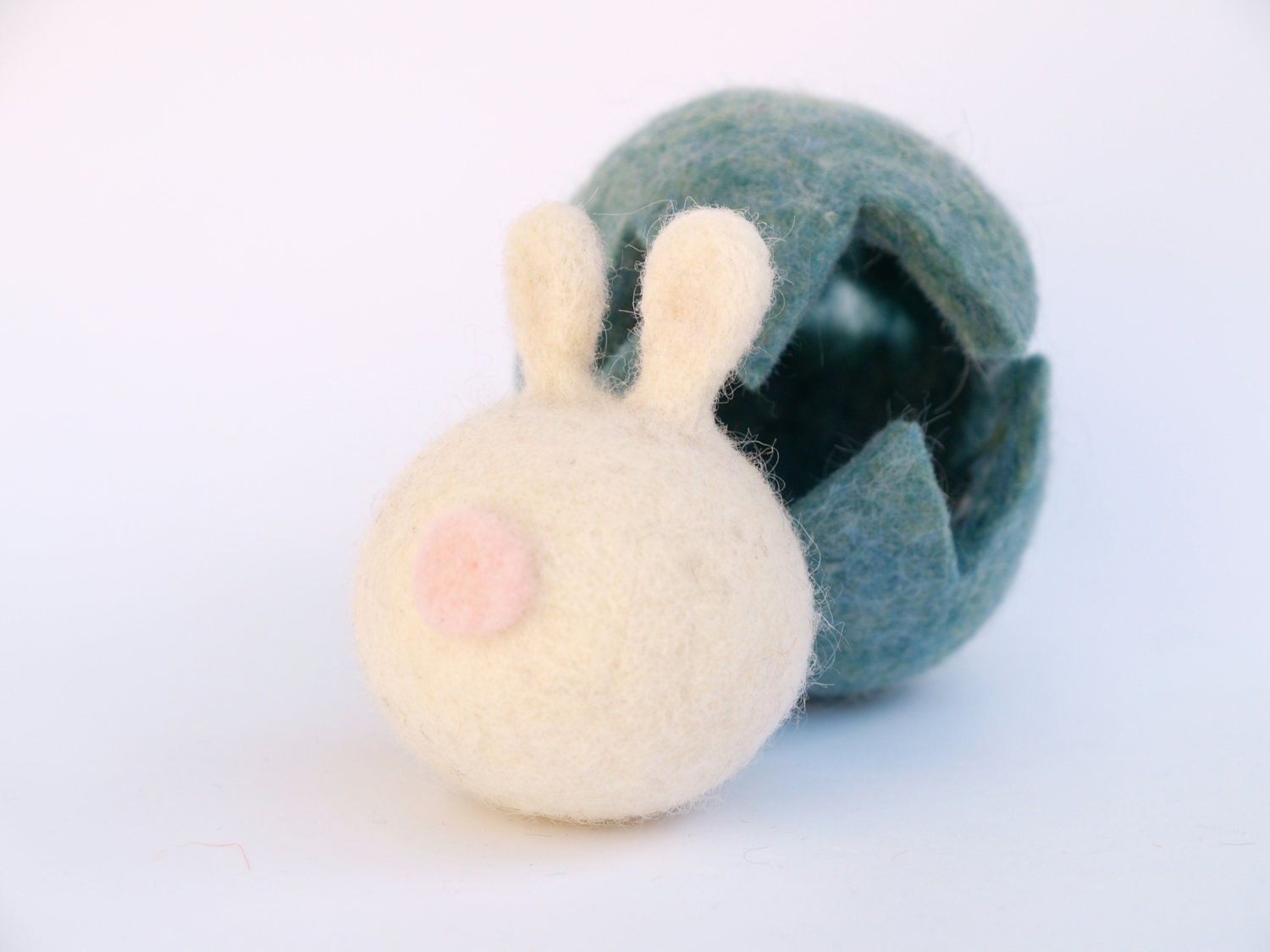 Soft Plush Easter Bunny Toy in his blue Easter Egg, needle felted Toy, Waldorf Toy, Cute Bunny