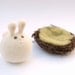 Easter Bunny Toy sitting on her nest . Very sweet and VERY cute . Needle Felted Wool