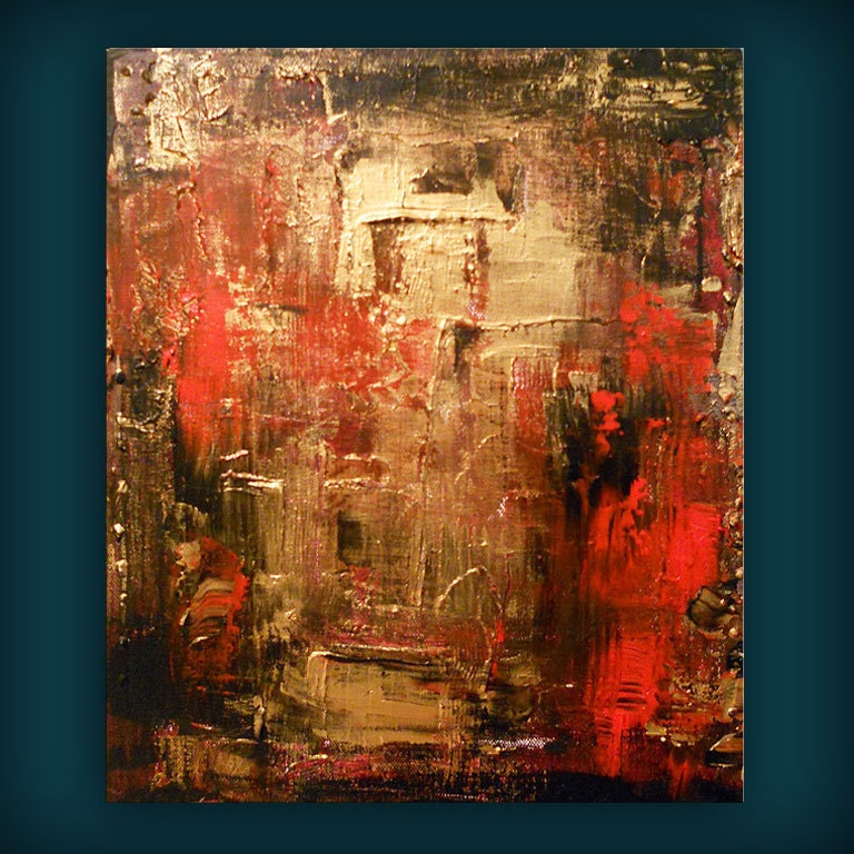 retro texture palette knife thick paint painting 11 x 14 thick paint metallic gold original painting