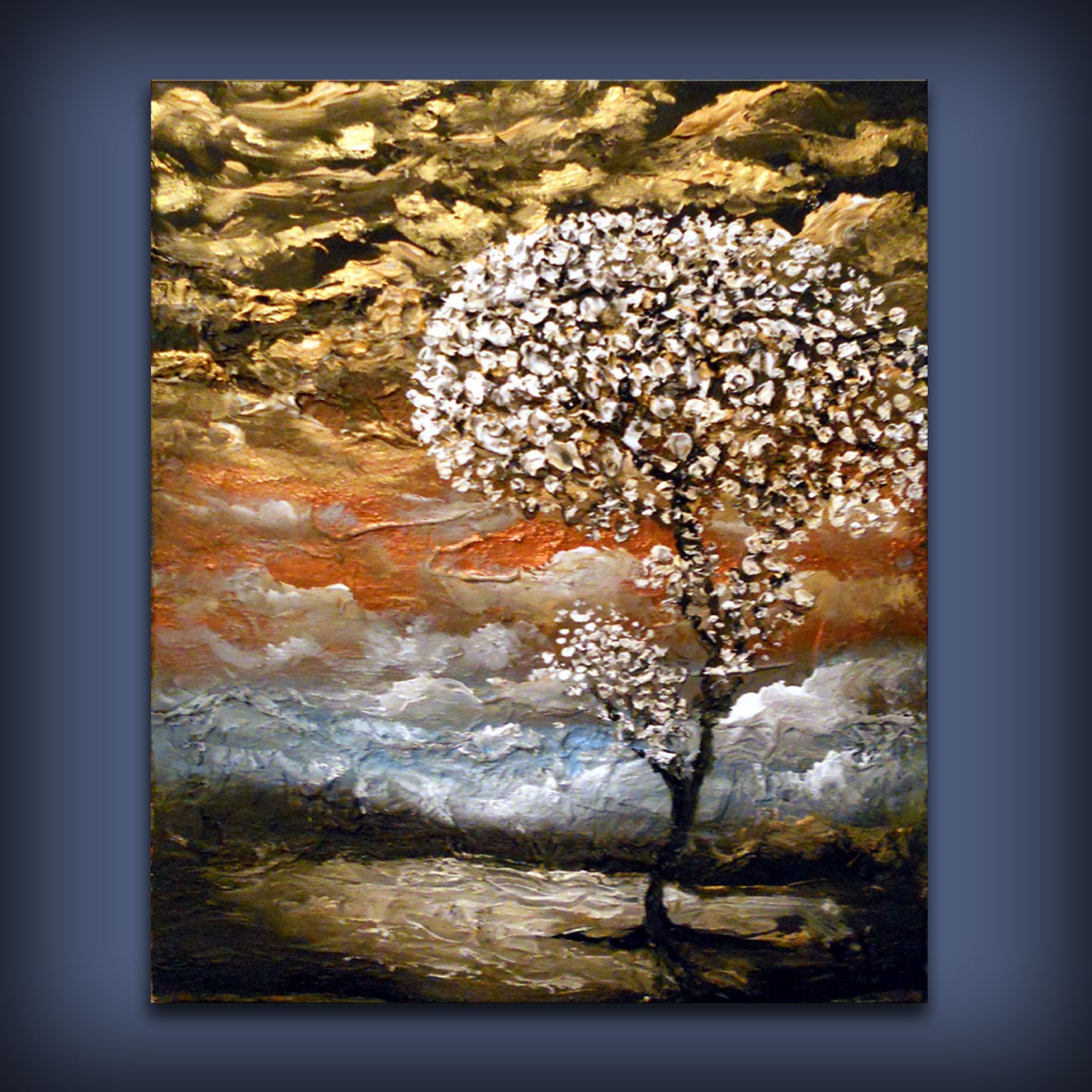 art original abstract painting highly textured palette knife painting tree painting texture painting large abstract landscape16 x 20