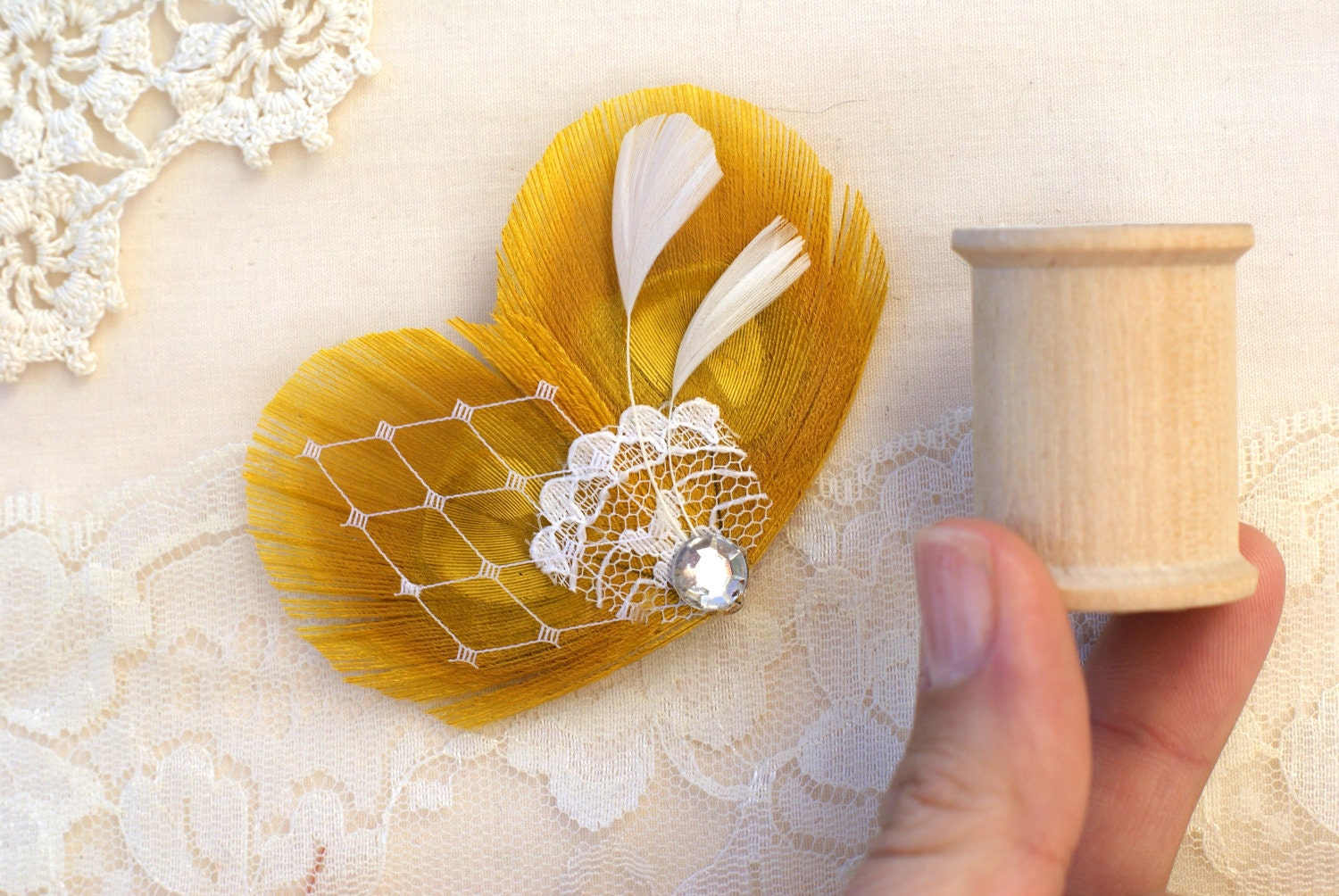 SUNSHINE Toddler Girls Hair Accessories, Yellow - Flower Girl, Baby Headband, Fascinator, Barrette, Hair Clip, Accessory - Vintage Spring