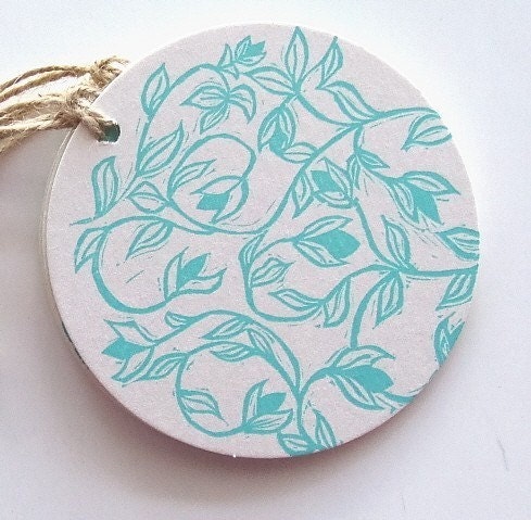 vine tags, letterpress and linocut, pack of 5