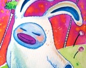 Yeti Bunny in the Breeze Original Painting