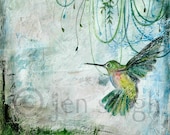 Emerald hummingbird reproduction print-Terre Vert