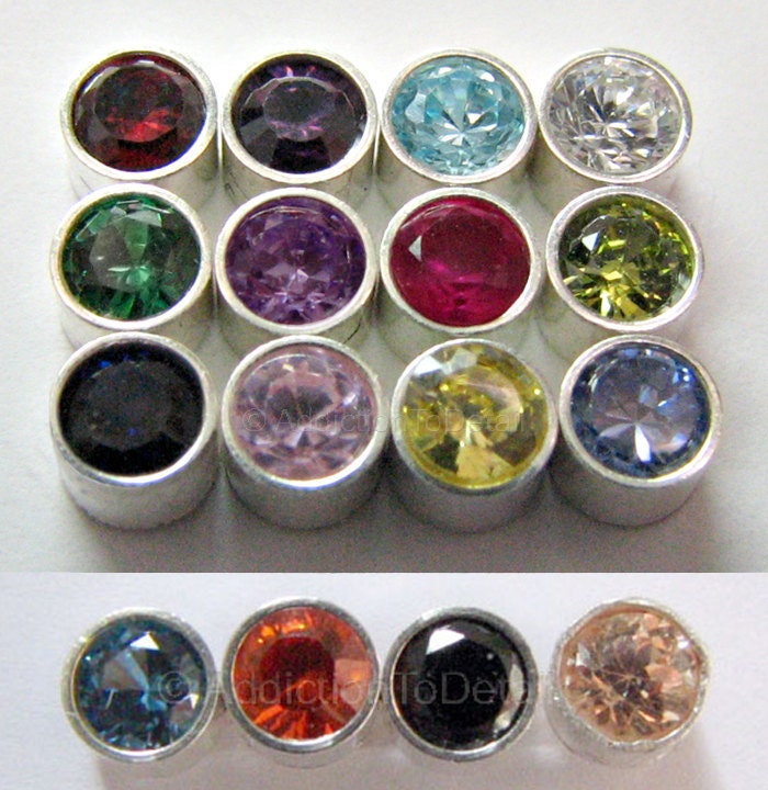 2 Birthstone Stacking Rings Sizes 8 and a half thru 10 for Mothers Day