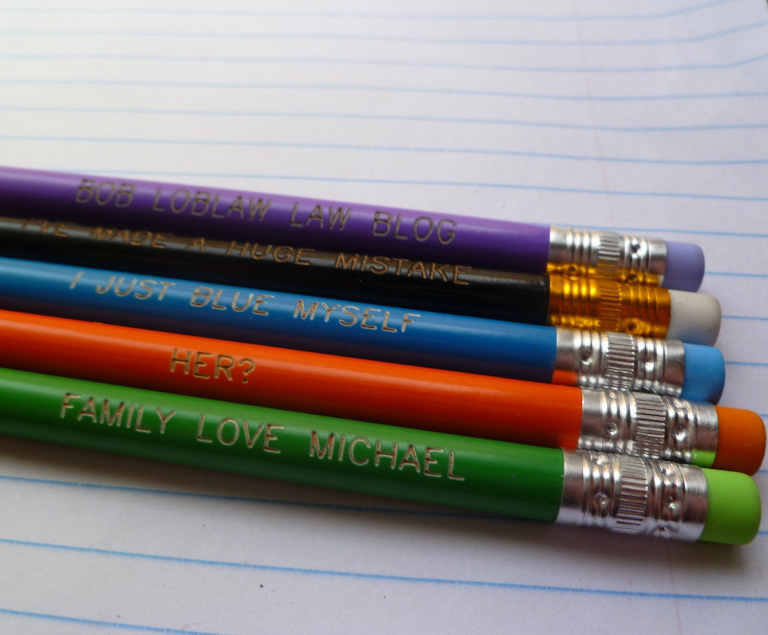 Arrested Development inspired pencil set, SET 1. I just blue myself, bluth company