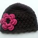 Crochet Baby Hat, Chocolate Brown and Hot Pink Girls Crochet Beanie Hat for infants, newborn, toddlers-MADE TO ORDER